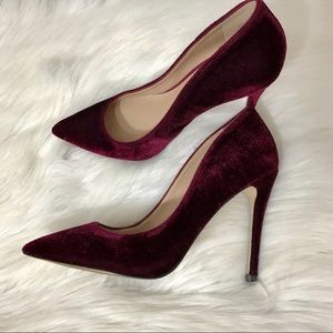 Aldo burgundy velvet pumps